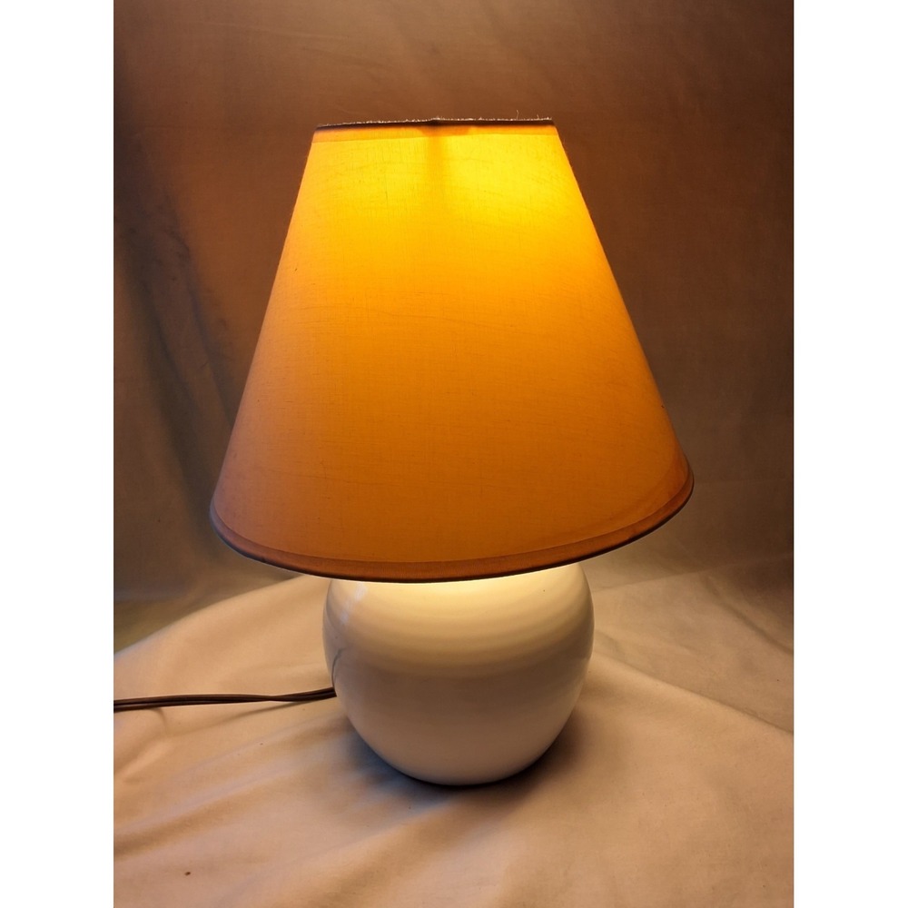 Vintage 80s White Ceramic Ginger Jar Table Lamp 13" Tall Works As It Should
